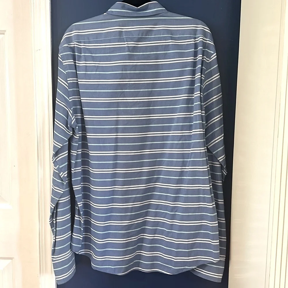 Men’s J.Crew Blue Striped Cotton Slim Fit Long Sleeve Casual Shirt Size XL
